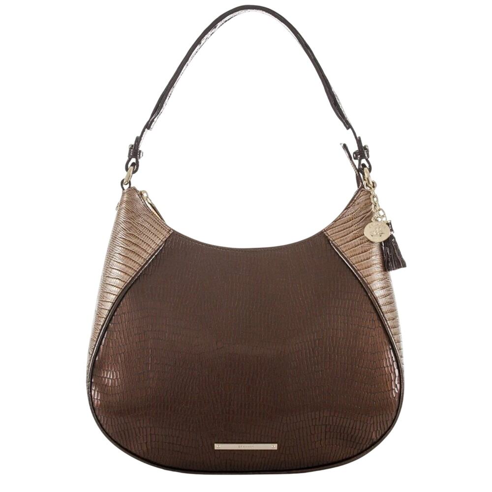 Brahmin black Amira autum regaletto snake/lizard leather shoulder bag